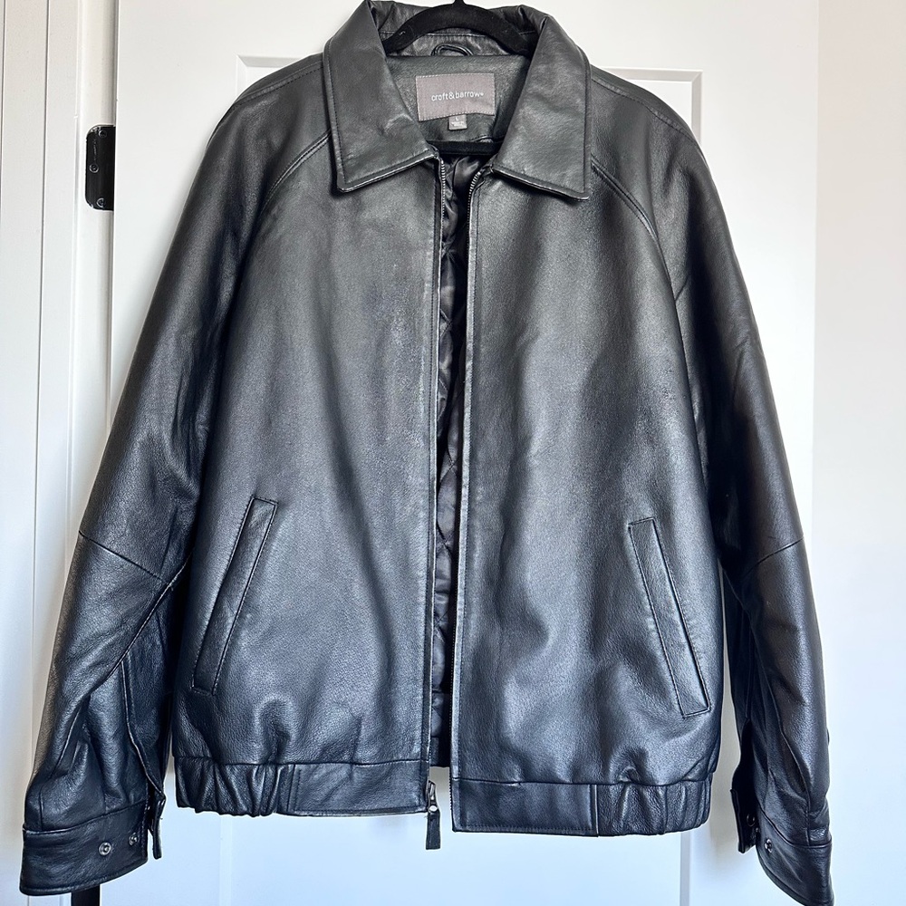 Genuine Black Leather Jacket, Croft & Barrow